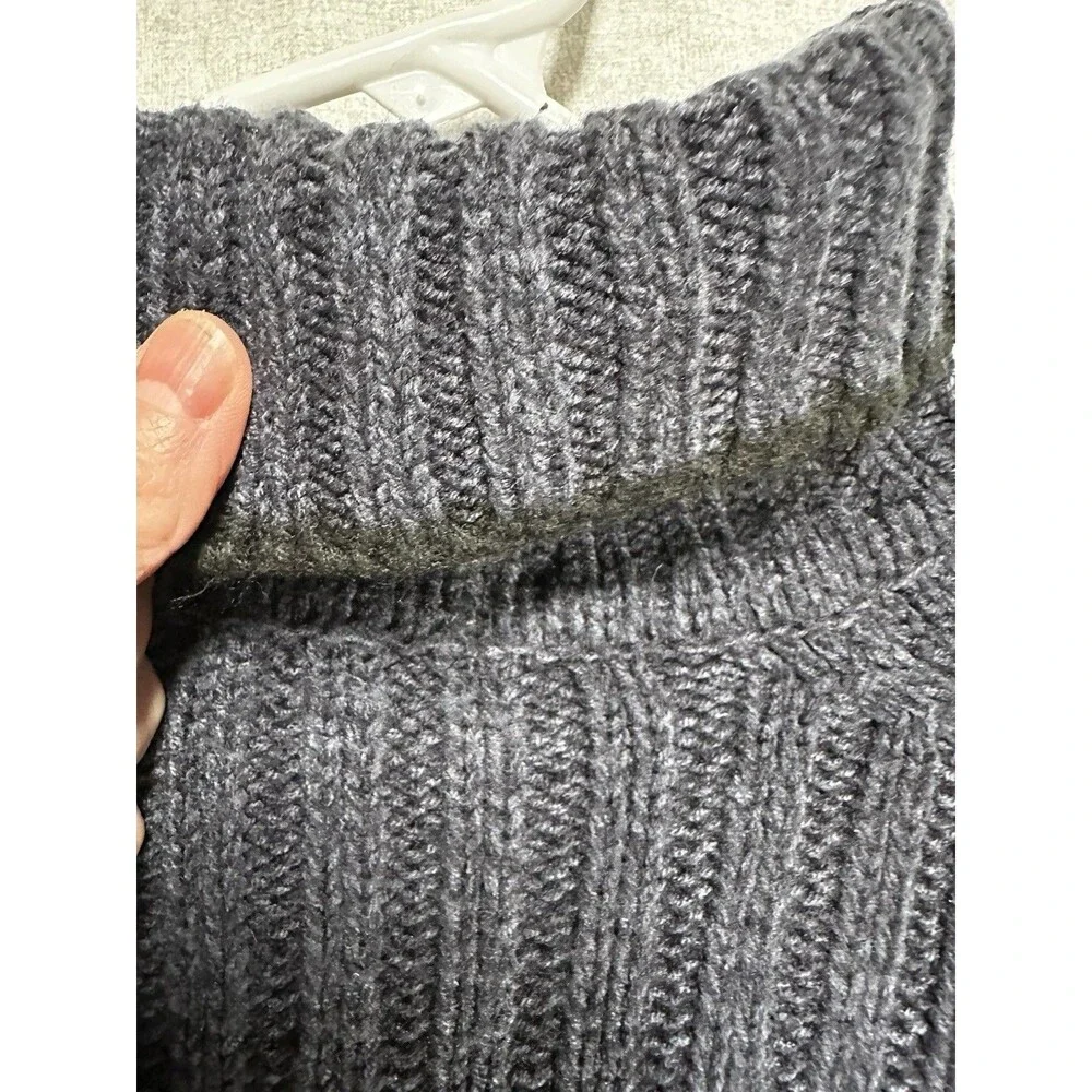 Ravi Bajaj Cable Knit Turtle Neck Sweater Navy Blue Black Trim Men’s Size XL
